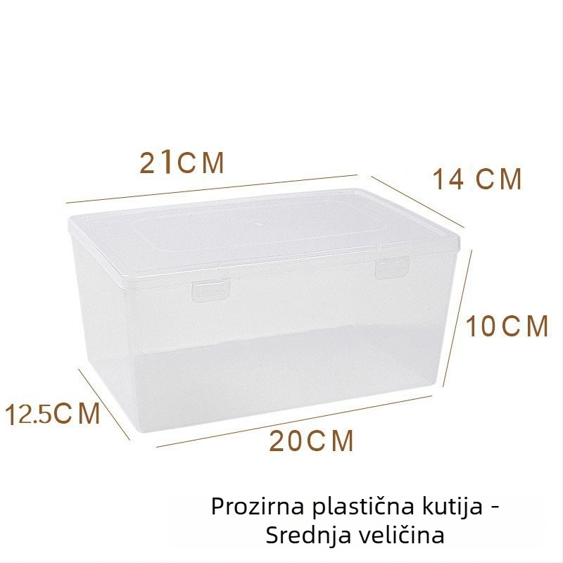 Stolna kutija za lijekove i maske, prozirna PP plastika, 3 L kapaciteta, s poklopcem