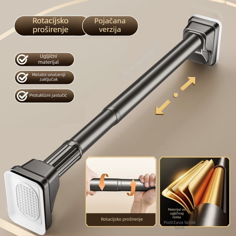 Teleskopska šipka za sušenje odjeće, bez bušenja, za balkon, karbonska čelika, moderni minimalistički dizajn