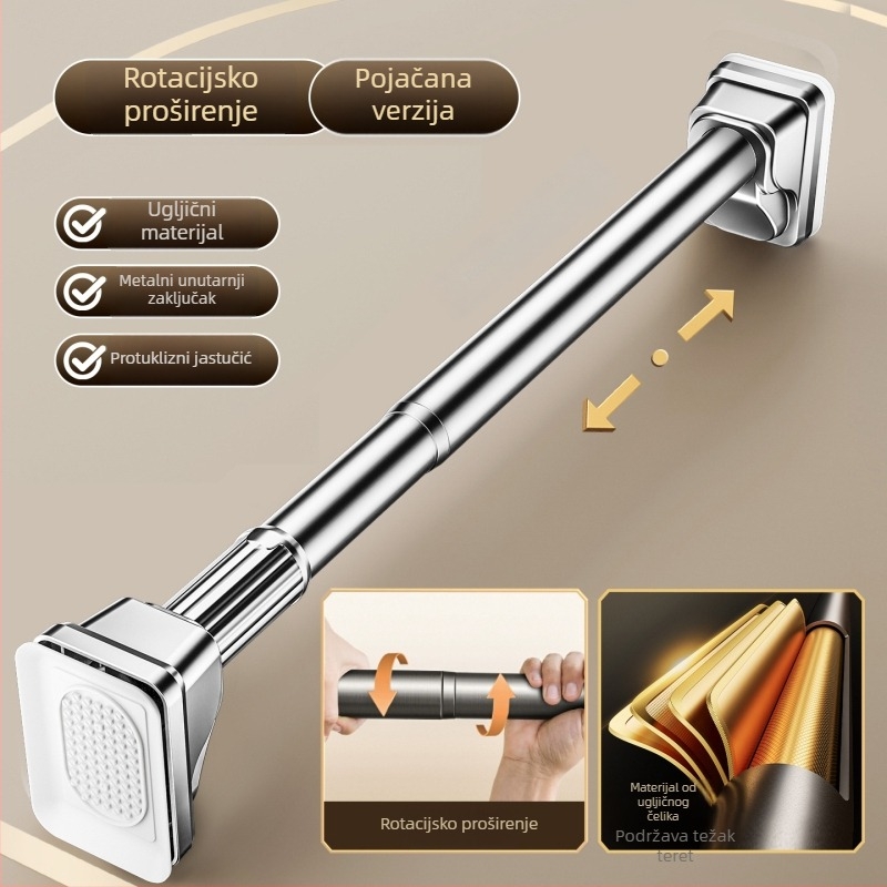 Teleskopska šipka za sušenje odjeće, bez bušenja, za balkon, karbonska čelika, moderni minimalistički dizajn