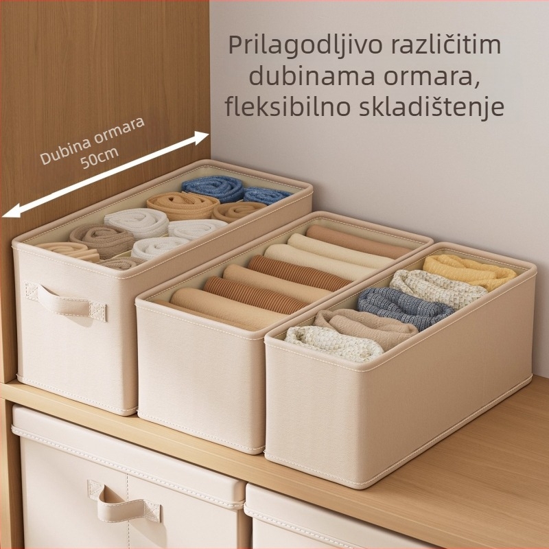 Kutija za skladištenje odjeće s preklopnim pretincima, 18 L kapaciteta, pamuk i lan, Slit wardrobe storage box