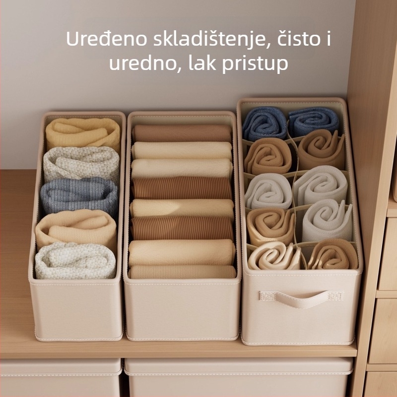Kutija za skladištenje odjeće s preklopnim pretincima, 18 L kapaciteta, pamuk i lan, Slit wardrobe storage box