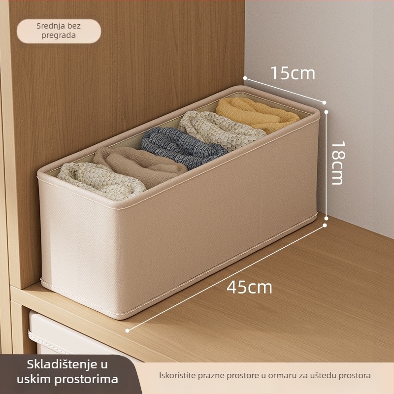 Kutija za skladištenje odjeće s preklopnim pretincima, 18 L kapaciteta, pamuk i lan, Slit wardrobe storage box