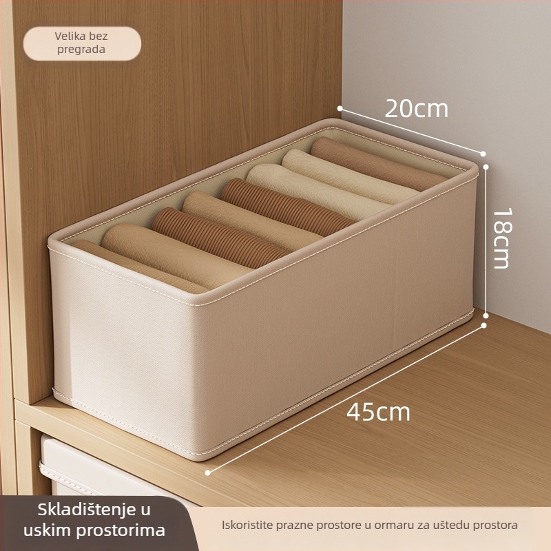 Kutija za skladištenje odjeće s preklopnim pretincima, 18 L kapaciteta, pamuk i lan, Slit wardrobe storage box