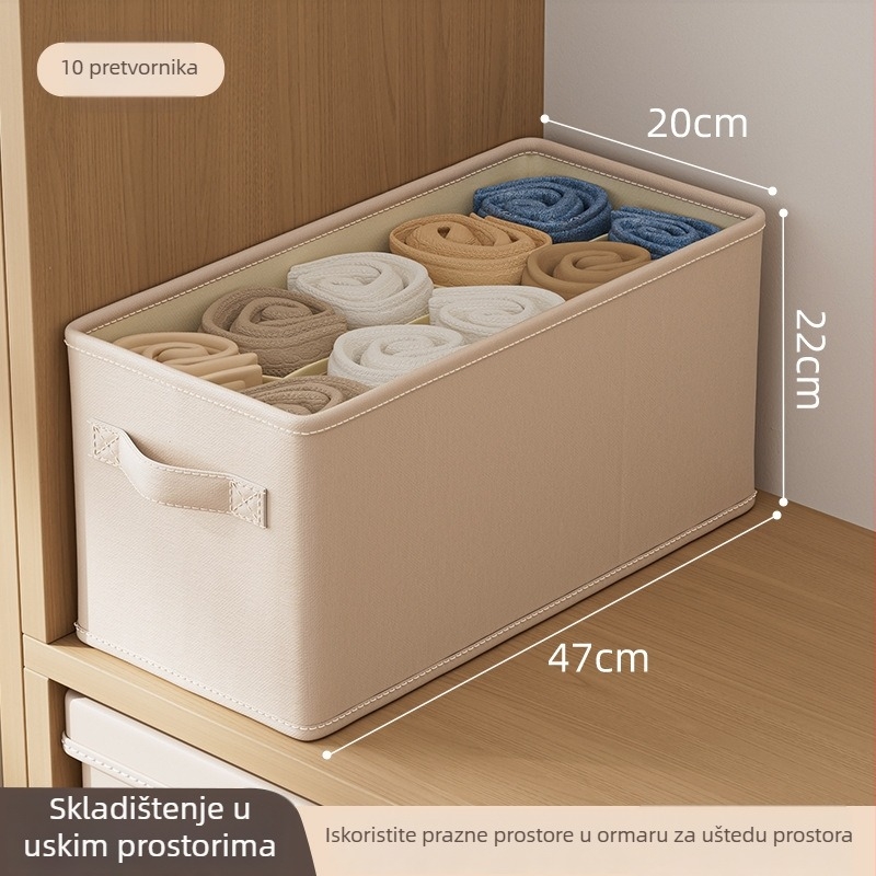 Kutija za skladištenje odjeće s preklopnim pretincima, 18 L kapaciteta, pamuk i lan, Slit wardrobe storage box