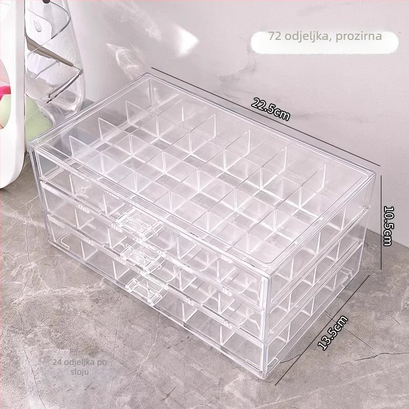 Kutija za nakit s višestrukim odjeljcima za naušnice i lančiće, otpornost na oksidaciju, ladica, plastični materijal, casual stil