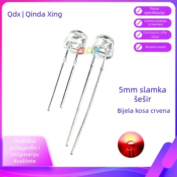 F5 LED dioda sa slamnatim kapom, 3.0–3.2V, 20mA, 0.1W, CRI 70–80, kut zračenja 45°