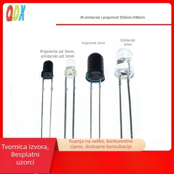 IR LED 940nm/850nm, 20 mA, 1.4–1.6 V, 0.06 W, 45° kut snopa