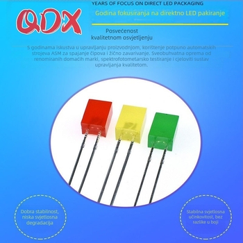 LED zrnca bez elektroda, u liniji dvobojna, Cree čip, željezna podloga, 20 mA pri 1.8–3.4 V