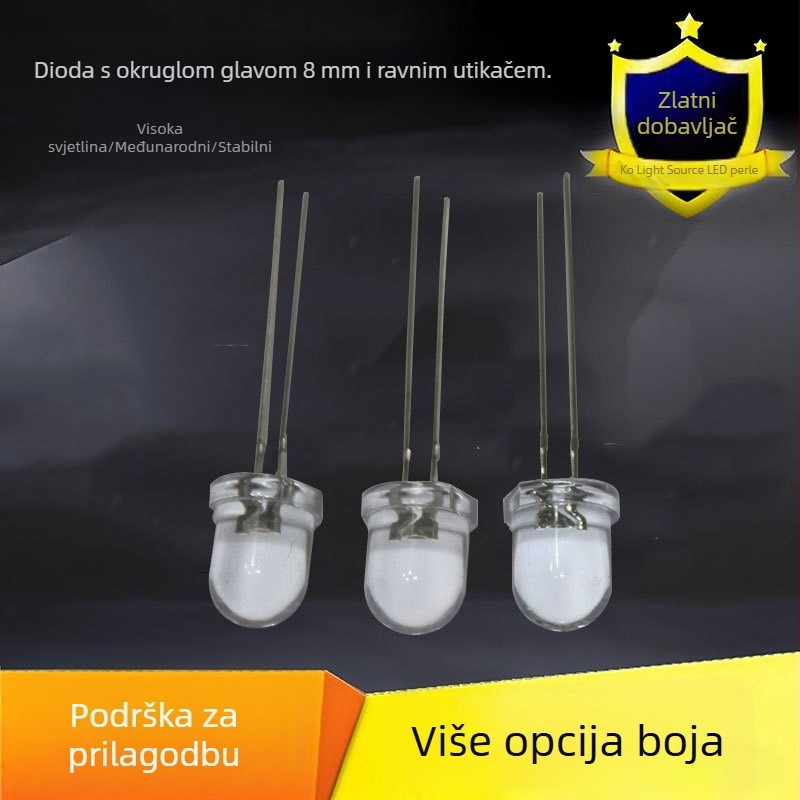 LED dioda s okruglom glavom, prozirnim rubom, dugačke nožice, izravno priključivanje; 20 mA, 3.0–3.4 V, 0.06 W, CRI 70–80, kut snopa 30°