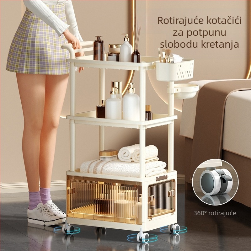 Pokretni plastični skladišni stalak s 6 etaža, bez montaže — Višenamjenski organizator za šminku, kuhinju, radni stol, spavaću sobu i kupaonu