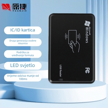 Dvostrukofrekvencijski IC/ID RFID čitač s USB sučeljem za bezkontaktan pristup, NFC kompatibilan, domet čitanja 2–5 cm