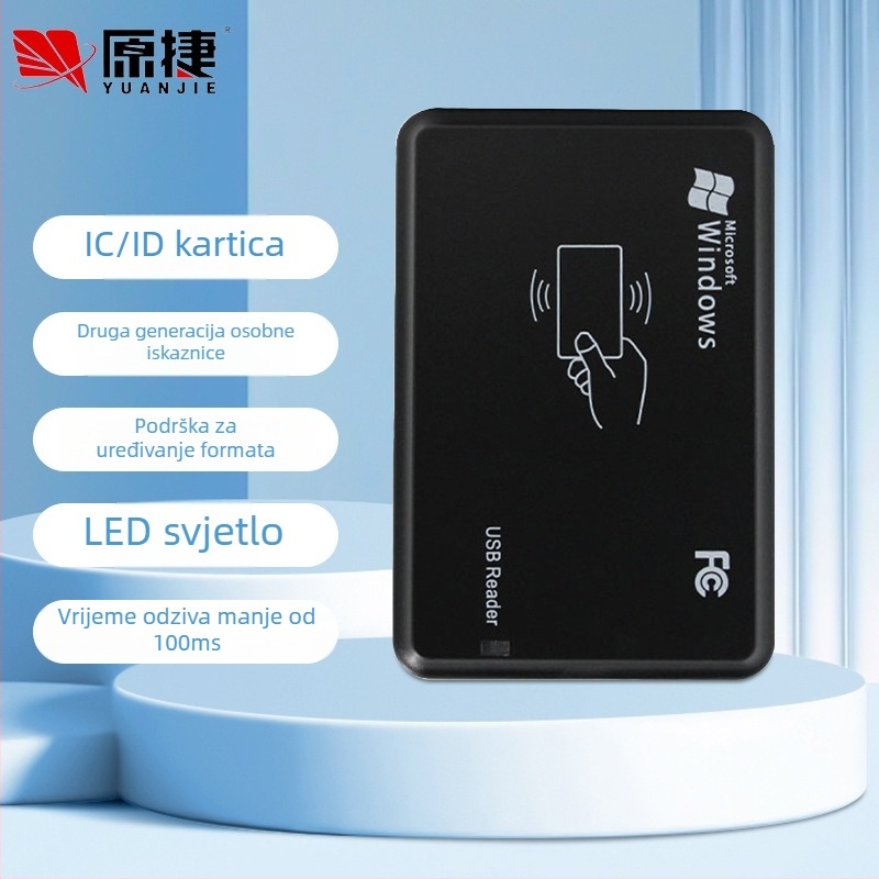 Dvostrukofrekvencijski IC/ID RFID čitač s USB sučeljem za bezkontaktan pristup, NFC kompatibilan, domet čitanja 2–5 cm