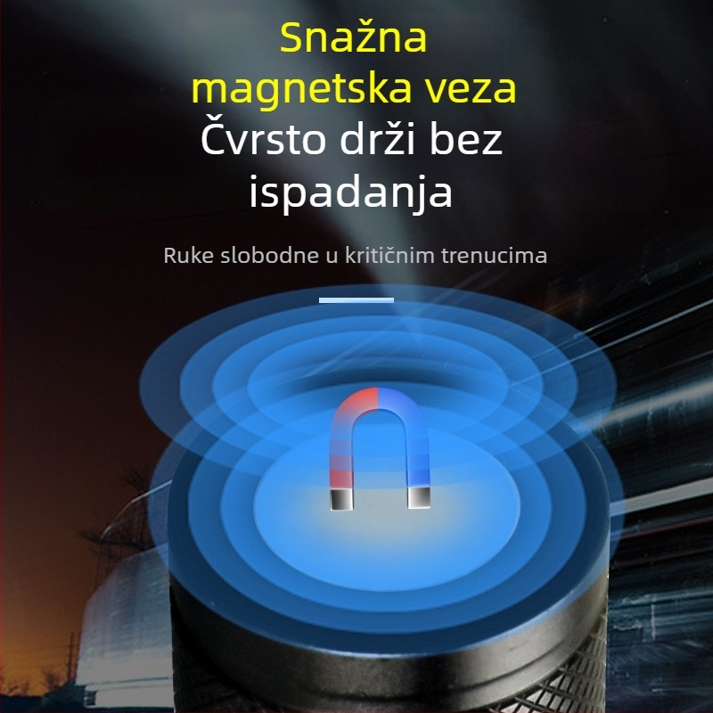 LED svjetiljka s magnetom, USB punjenje, baterija 2000 mAh, domet 100–200 m