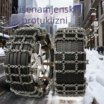 Čelična auto lančica za proklizavanje guma za led i snijeg, univerzalna za SUV i limuzine, prilagodljiva, za gume 145–285