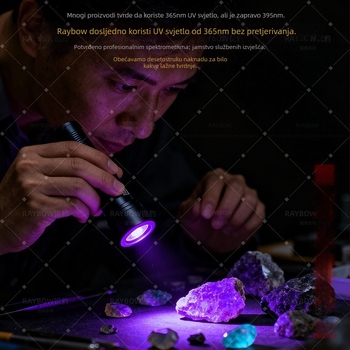 UV svjetiljka visoke snage s ljubičastim svjetlom za identifikaciju nefrita i fluorescenciju protiv krivotvorenja; provjera duhana i alkohola; višefunkcionalna (Materijal: aluminijska legura; Ugrađena visoko kapacitivna litijska baterija; Izvor svjetla: LE