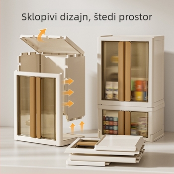 Stolna kutija za pohranu – sklopiva, s poklopcem, stogljiv i otporan na prašinu; Model: XH-HE075/082; Materijal: PP+PS+HIPS (100% novi materijal); Stil: svijetli luksuz