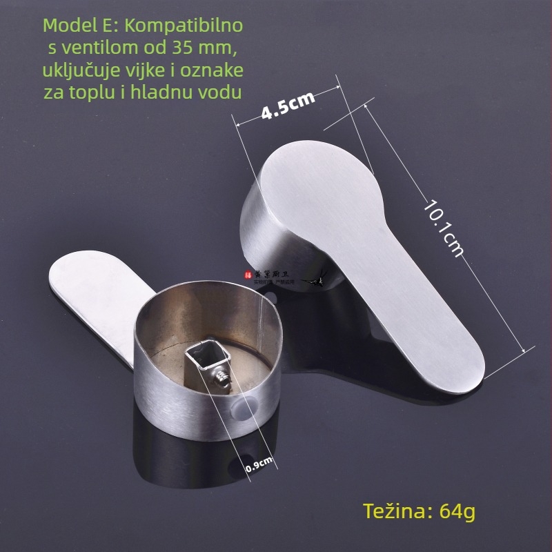 Ručka slavine, 304 nehrđajući čelik, prilagodljiva, za miješajući ventil za umivaonik i tuš, Yellow Nest, moderan minimalistički stil