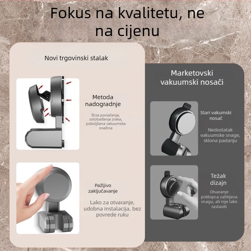 Držač za tuš Boonen s pokretnom vakuum podlogom i ljepilnom osnovom, ABS materijal, lagani luksuzni stil