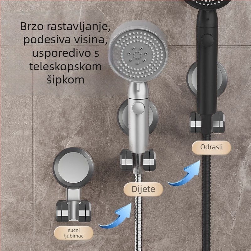 Držač za tuš Boonen s pokretnom vakuum podlogom i ljepilnom osnovom, ABS materijal, lagani luksuzni stil
