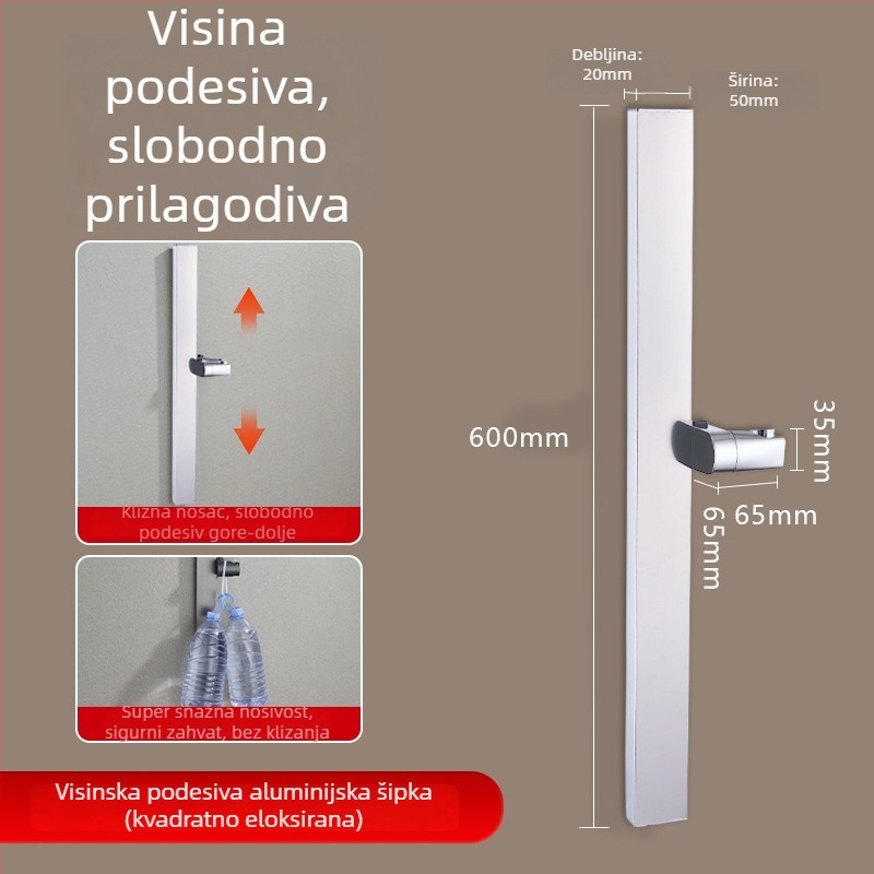 Tuš kolona, Space aluminij, model 6584512, montaža na zid, 0–90°C / 0–1,6 MPa