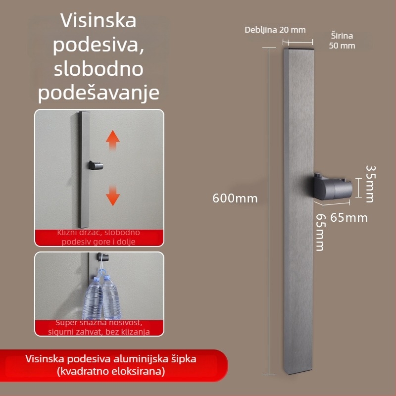 Tuš kolona, Space aluminij, model 6584512, montaža na zid, 0–90°C / 0–1,6 MPa