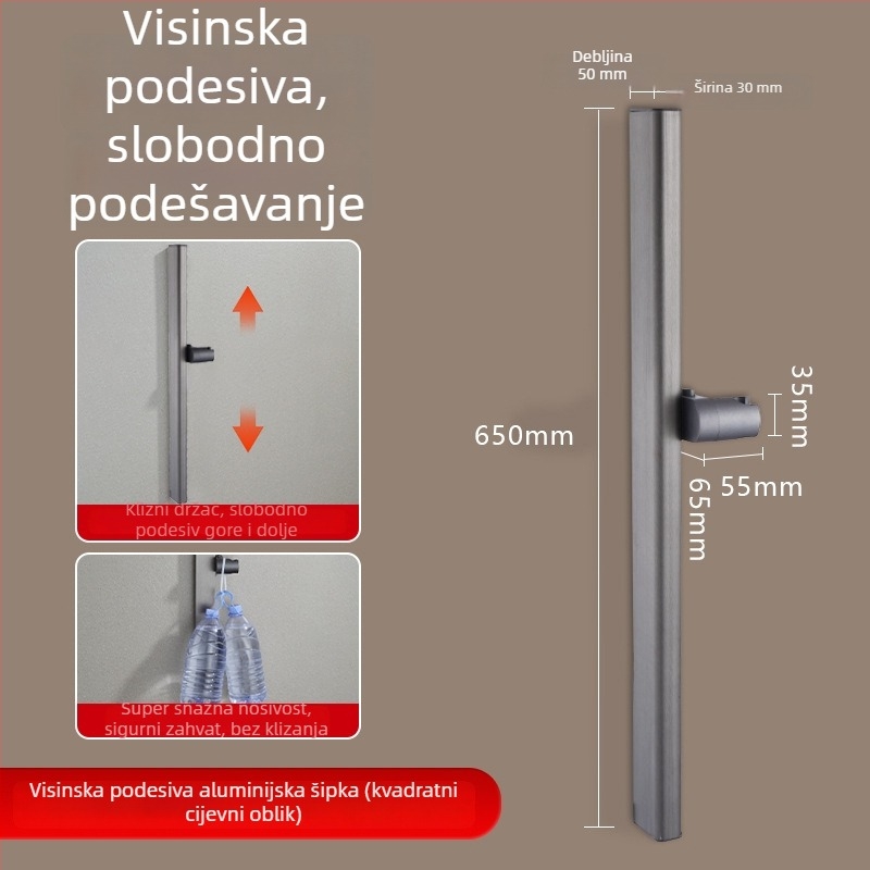 Tuš kolona, Space aluminij, model 6584512, montaža na zid, 0–90°C / 0–1,6 MPa