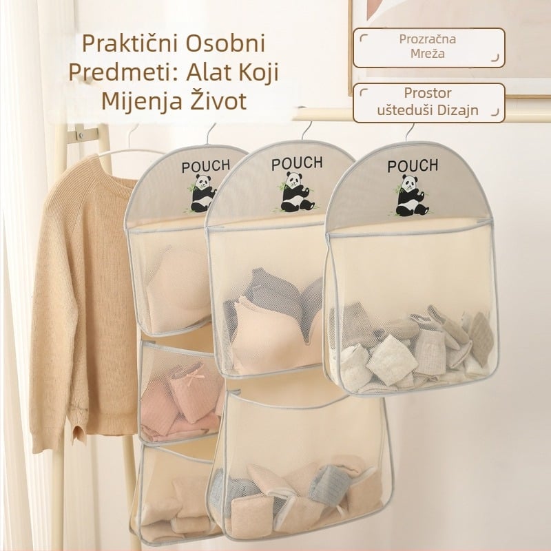 Perma Panda poliester višeslojna viseća torba za pohranu, organizator ormara za čarape i donje rublje, zidni organizator za spavaću sobu