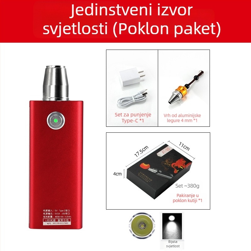 Jade identifikacijska svjetiljka — prijenosna LED ručna svjetiljka za identifikaciju nakita i jadeita, 5W, 4000mAh, domet ≥500 m, power bank funkcija
