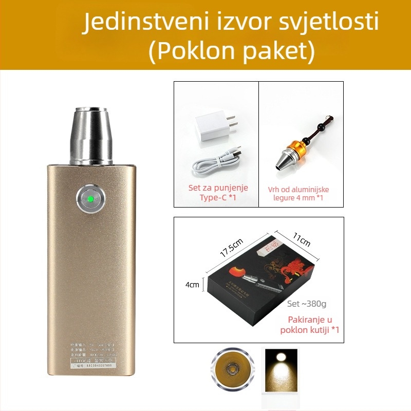Jade identifikacijska svjetiljka — prijenosna LED ručna svjetiljka za identifikaciju nakita i jadeita, 5W, 4000mAh, domet ≥500 m, power bank funkcija