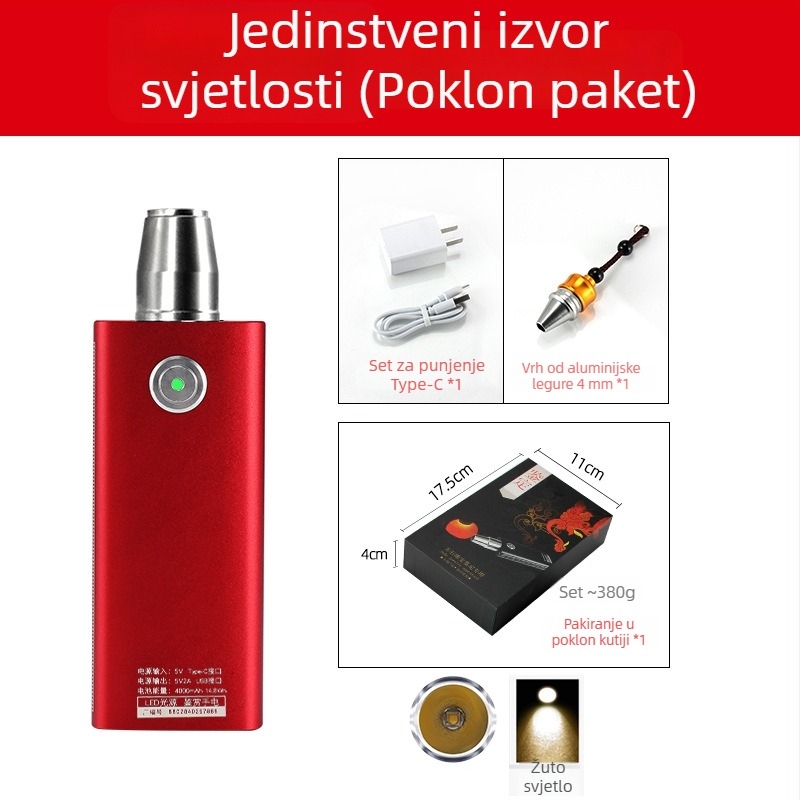Jade identifikacijska svjetiljka — prijenosna LED ručna svjetiljka za identifikaciju nakita i jadeita, 5W, 4000mAh, domet ≥500 m, power bank funkcija