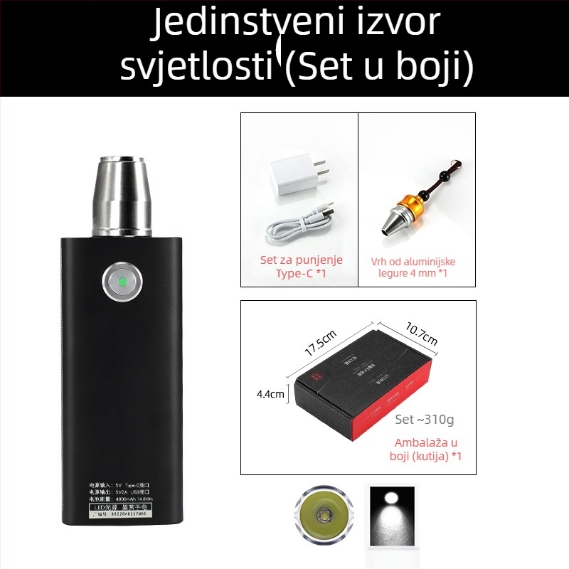 Jade identifikacijska svjetiljka — prijenosna LED ručna svjetiljka za identifikaciju nakita i jadeita, 5W, 4000mAh, domet ≥500 m, power bank funkcija