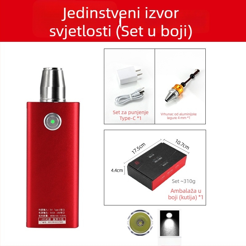 Jade identifikacijska svjetiljka — prijenosna LED ručna svjetiljka za identifikaciju nakita i jadeita, 5W, 4000mAh, domet ≥500 m, power bank funkcija