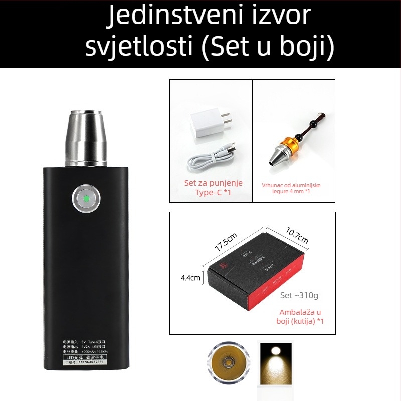 Jade identifikacijska svjetiljka — prijenosna LED ručna svjetiljka za identifikaciju nakita i jadeita, 5W, 4000mAh, domet ≥500 m, power bank funkcija