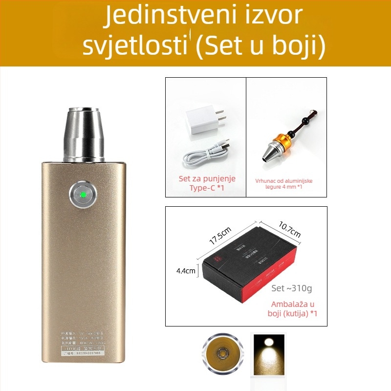 Jade identifikacijska svjetiljka — prijenosna LED ručna svjetiljka za identifikaciju nakita i jadeita, 5W, 4000mAh, domet ≥500 m, power bank funkcija