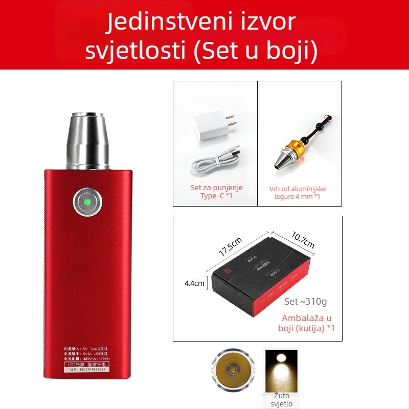 Jade identifikacijska svjetiljka — prijenosna LED ručna svjetiljka za identifikaciju nakita i jadeita, 5W, 4000mAh, domet ≥500 m, power bank funkcija