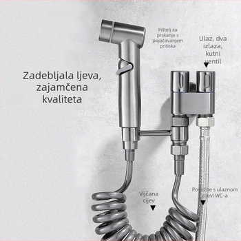 Set za WC s pištolom za pritisno ispiranje, unutarnji promjer 20 mm, zidna ugradnja, cinkov legura, 430 g