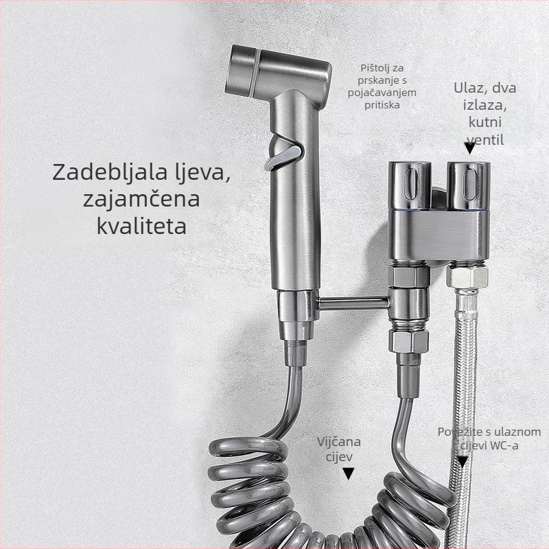 Set za WC s pištolom za pritisno ispiranje, unutarnji promjer 20 mm, zidna ugradnja, cinkov legura, 430 g