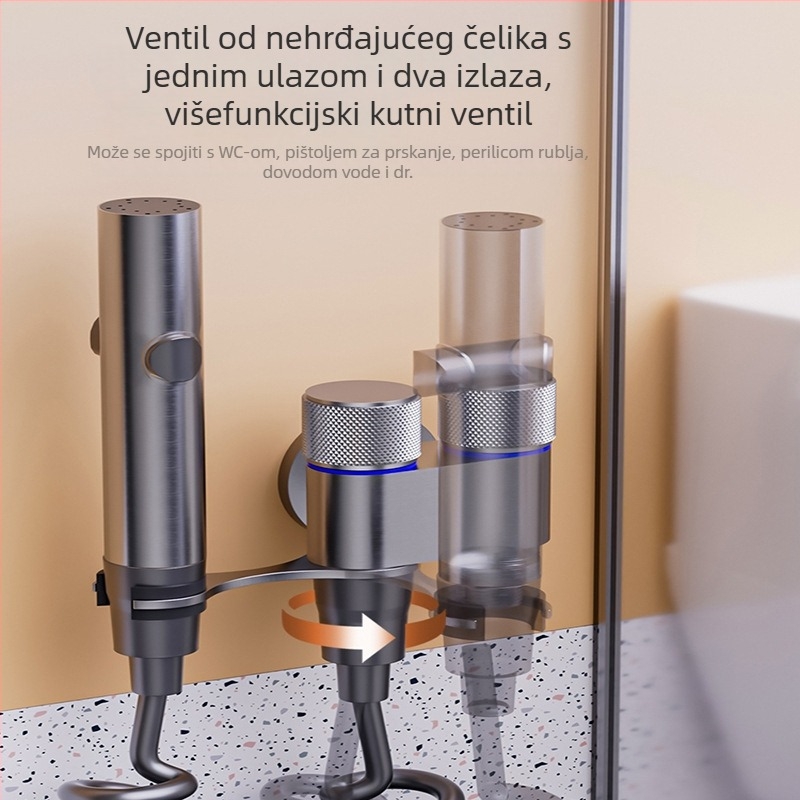 Set za WC s pištolom za tuširanje i produžnim nastavkom za slavinu, od nehrđajućeg čelika, brenda Luyu, stil laganog luksuza