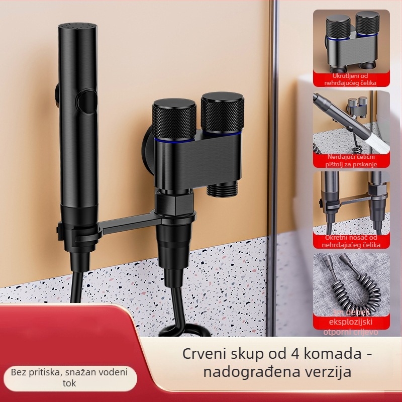 Set za WC s pištolom za tuširanje i produžnim nastavkom za slavinu, od nehrđajućeg čelika, brenda Luyu, stil laganog luksuza