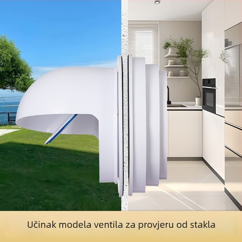 Kuhinjski ventil za provjeru protoka – kroz zid, PP plastika, moderan minimalistički stil, otporan na vjetar, kišu i ptice