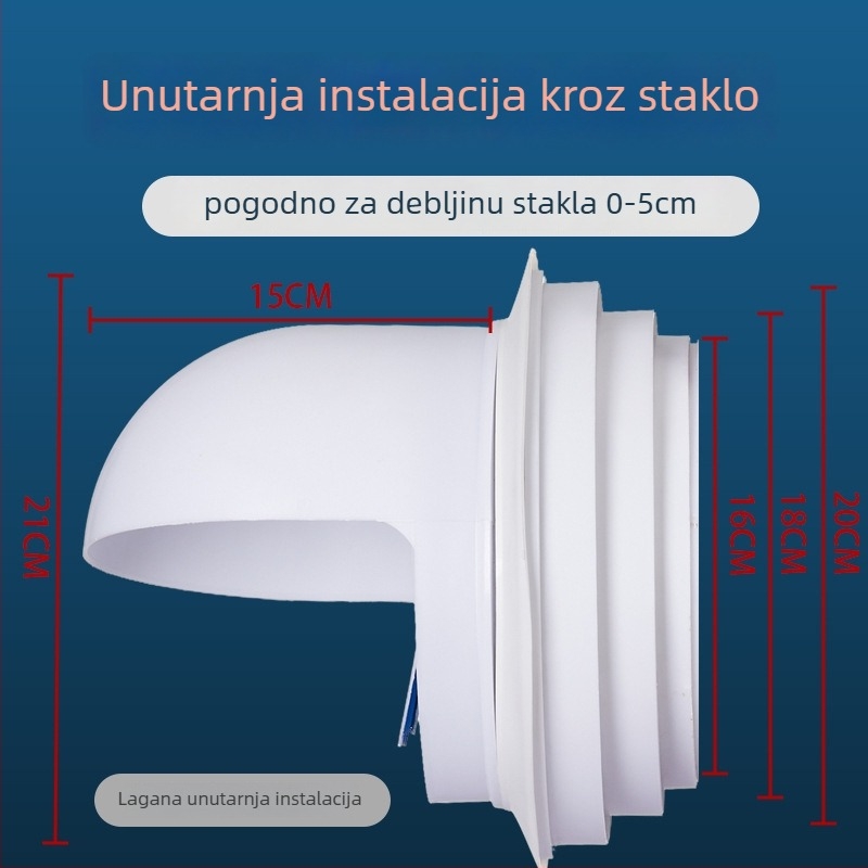 Kuhinjski ventil za provjeru protoka – kroz zid, PP plastika, moderan minimalistički stil, otporan na vjetar, kišu i ptice