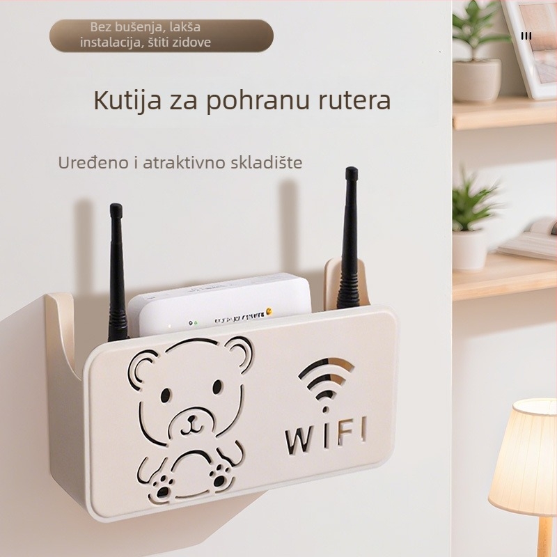 Zidni nosač za pohranu za usmjerivač i set-top kutiju – materijal PP, 1 razina, komplet od 50 komada, jednostavan moderan dizajn