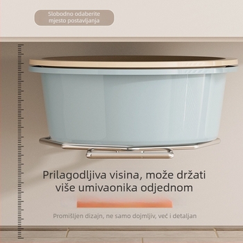 Zidni stalak za odlaganje ispod umivaonika, bez bušenja, nehrđajući čelik, 1 razina, kupaonica