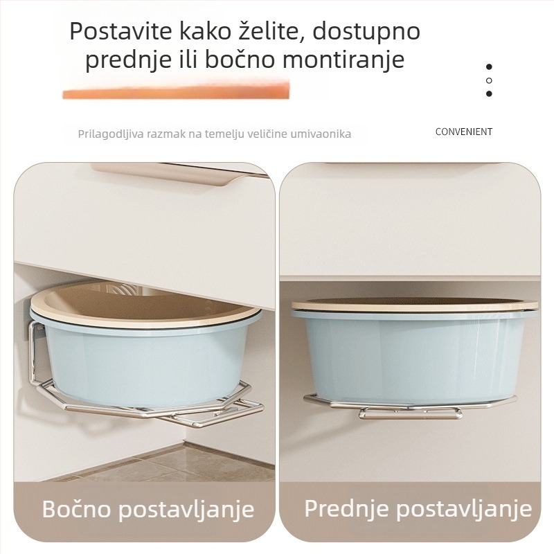 Zidni stalak za odlaganje ispod umivaonika, bez bušenja, nehrđajući čelik, 1 razina, kupaonica
