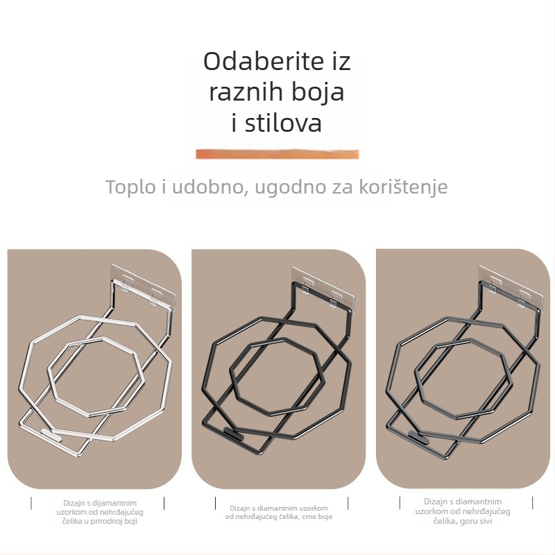 Zidni stalak za odlaganje ispod umivaonika, bez bušenja, nehrđajući čelik, 1 razina, kupaonica