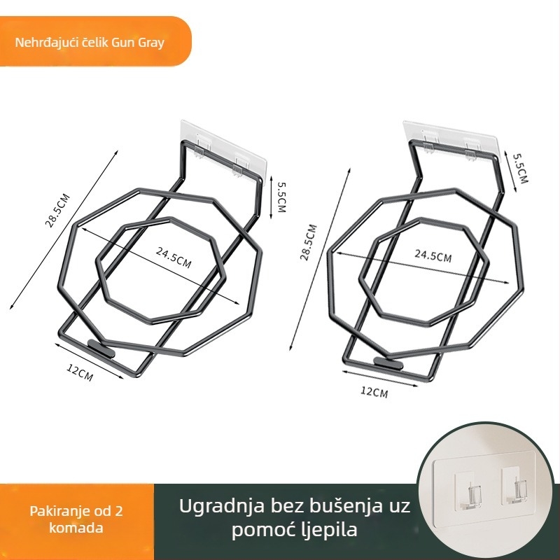 Zidni stalak za odlaganje ispod umivaonika, bez bušenja, nehrđajući čelik, 1 razina, kupaonica