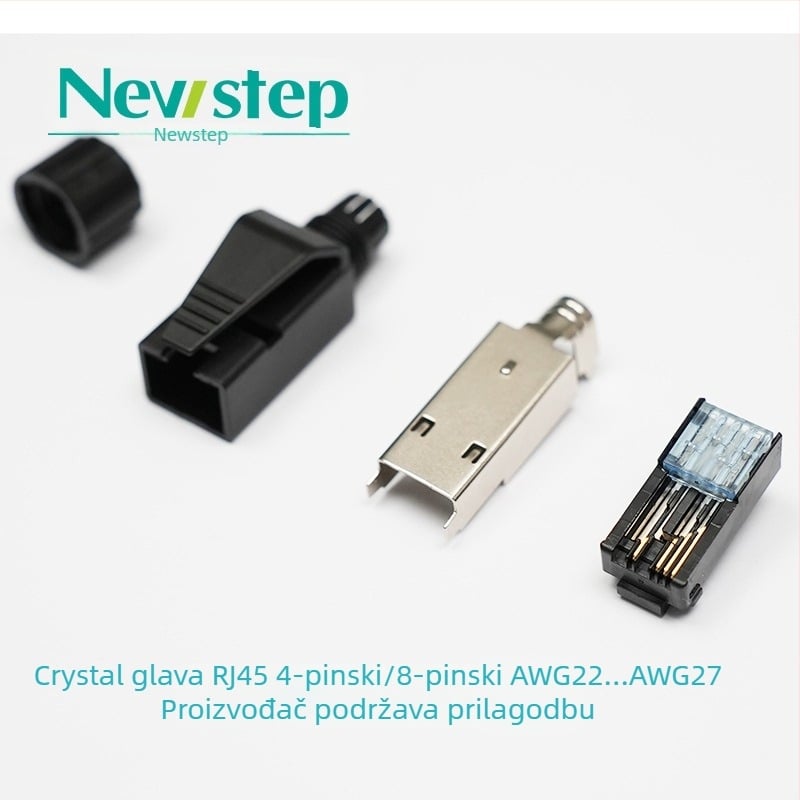 Pass-Through RJ45 konektor, Crimp tip, 4/8 jezgri, 22-26 AWG, bez uklanjanja izolacije, Cat5e/Cat6a