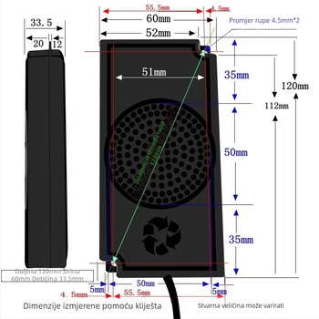 ERQU Koaksijalni kompozitni zvučnik – Membrana bez papira, Unutarnji magnet, NS usmjerenje, Frekvencijski odziv 15–30000 Hz