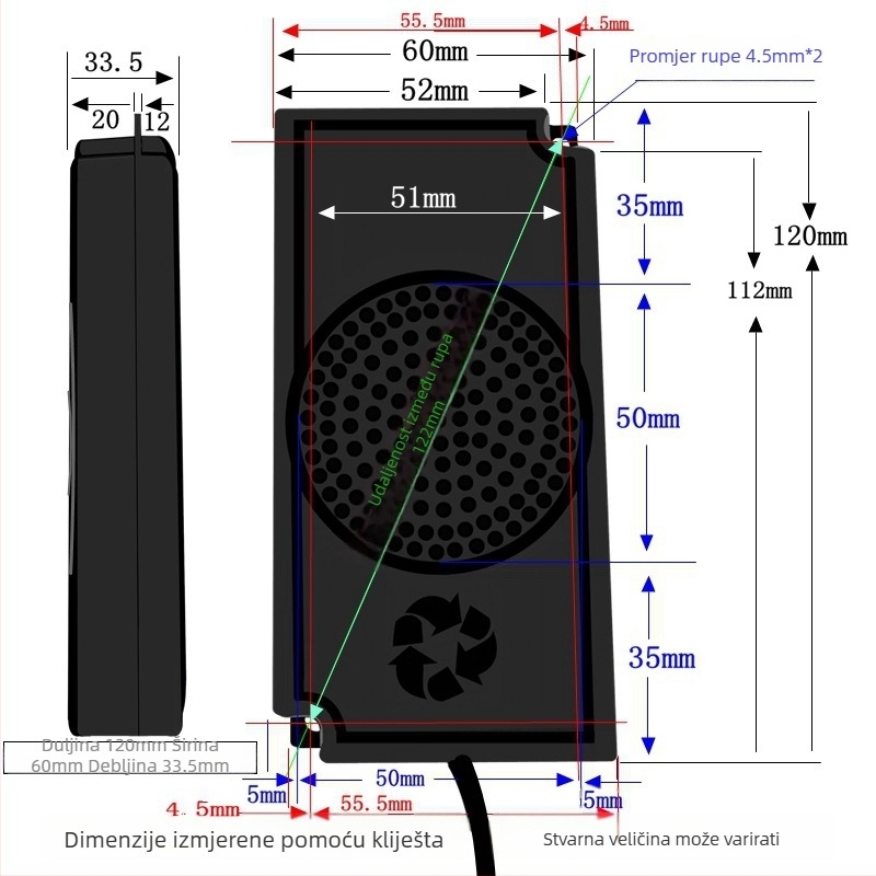 ERQU Koaksijalni kompozitni zvučnik – Membrana bez papira, Unutarnji magnet, NS usmjerenje, Frekvencijski odziv 15–30000 Hz