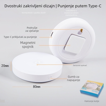 Noćna svjetiljka s ugrađenom baterijom i senzorom pokreta, LED osvjetljenje, plastični abažur, napon ≤ 36 V